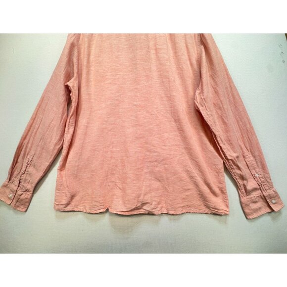 American Rag Mens Linen Blend Button Up Shirt Size XXL Peach Pocket Casual Retro - Picture 9 of 10